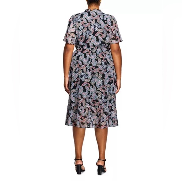 Estelle Maya Paisley Midi Dress with Flutter Sleeves Size 2X/18W - Picture 3 of 6